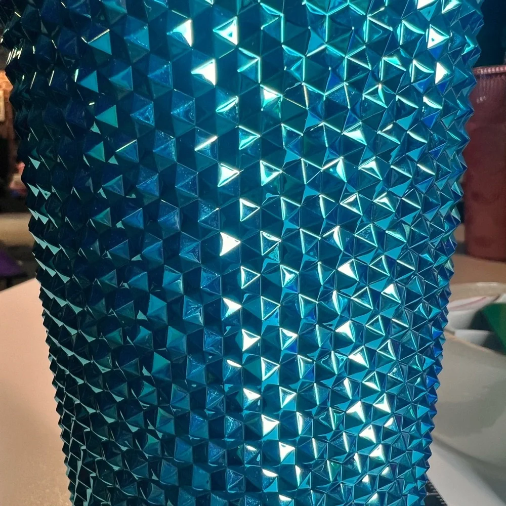 Starbucks 2023 Blue Chrome Studded Venti 24oz Tumbler with Straw